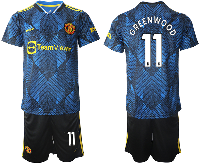Men 2021-2022 Club Manchester United Second away blue #11 Soccer Jersey